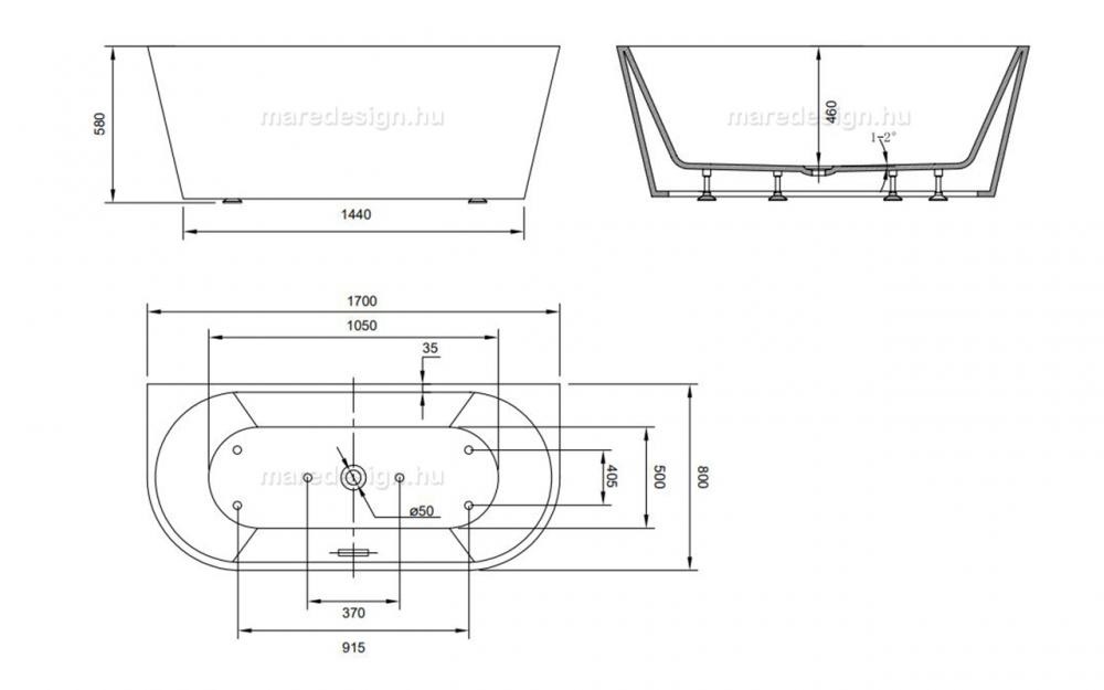 WELLIS CALABRIA BLACK MATT TÉRKÁD 170X80X58 CM