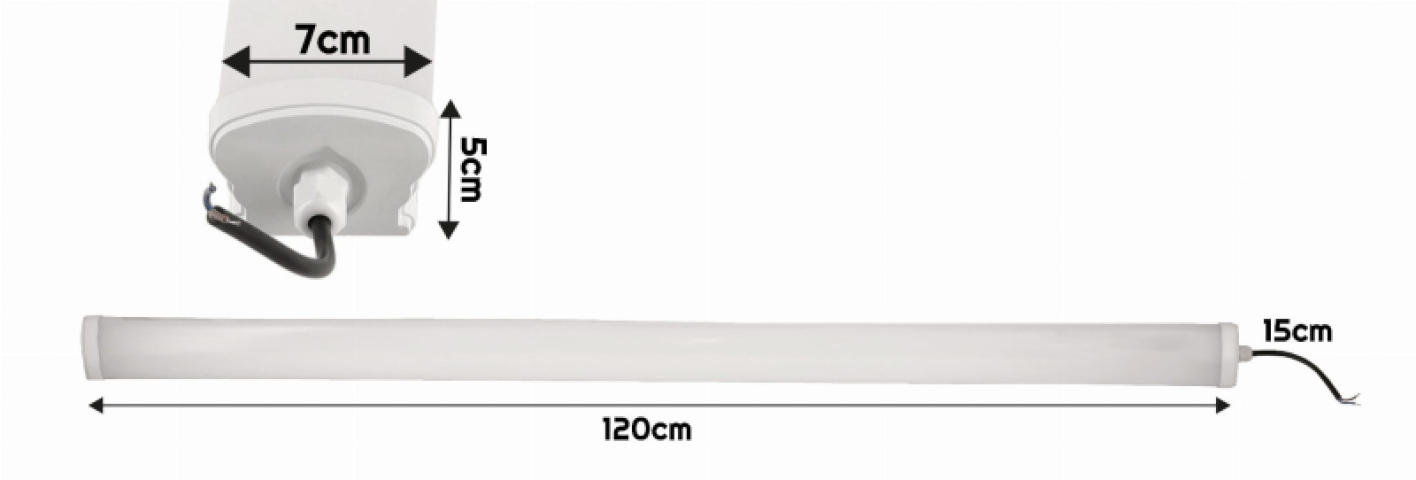 Berge LEO 50 W-os falon kívüli 120 cm-es por- és páramentes lámpa IP65 5000K 5000lm