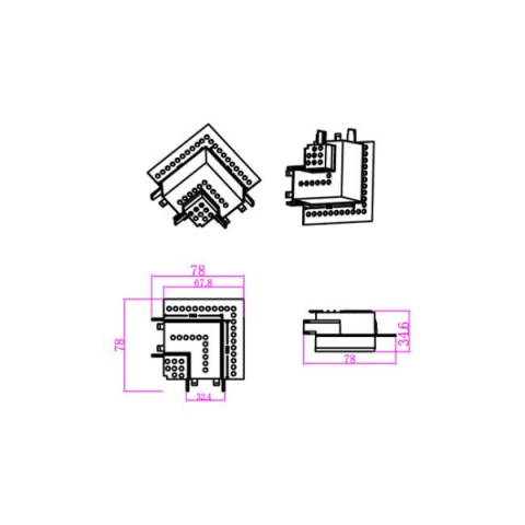 MasterLED LUXO 48V mágneses pályalámpa rendszerhez csatlakozó süllyesztett L típusú fehér
