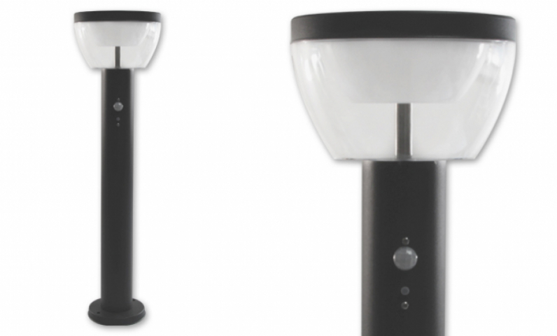 MasterLED Merida 9 W-os natúr fehér 80 cm magas fekete állólámpa mozgásérzékelős