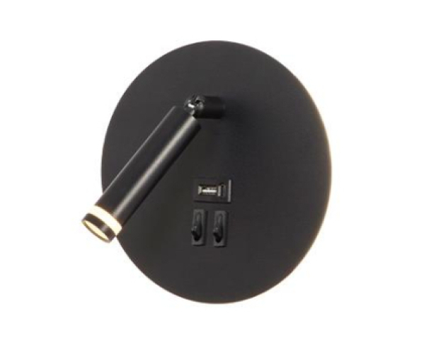 MasterLED Piero G9-es foglalatú + LED-es fekete fali lámpa USB csatlakozóval