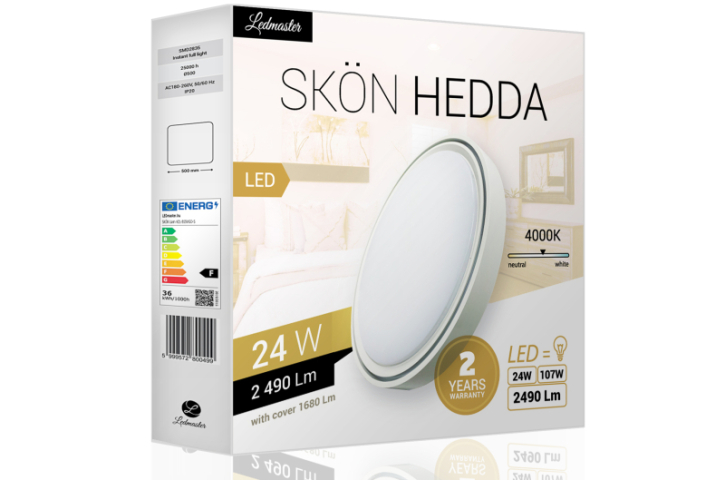 Skön Hedda 24 W-os ø400 mm kerek natúr fehér  fehér színű mennyezeti lámpa  IP20-as védettségű