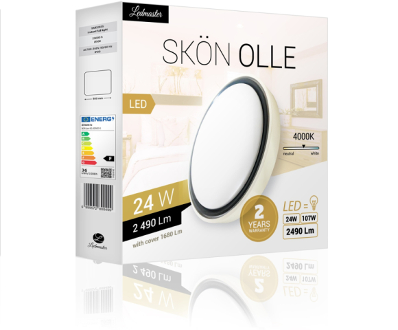 Skön Olle 24 W-os ø400 mm kerek natúr fehér  fehér-szürke színű mennyezeti lámpa  IP20-as védettségű