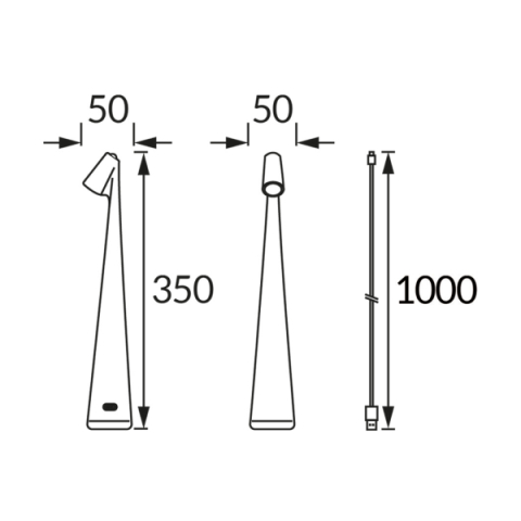 Strühm Grot LED asztali lámpa  fehér színben  szabályozható színhőmérséklettel és újratölthető akkumulátorral