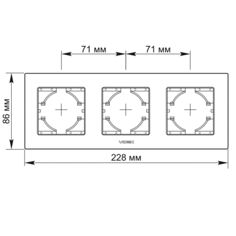 Videx Binera csokoládé színű alumínium hármas vízszintes keret (6/48)