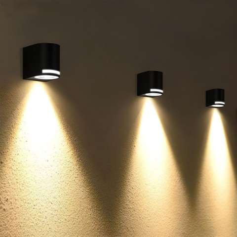 Videx Justin oldalfalra helyezhető  fekete IP54-es védettségű kültéri lámpatest  GU10-es foglalattal