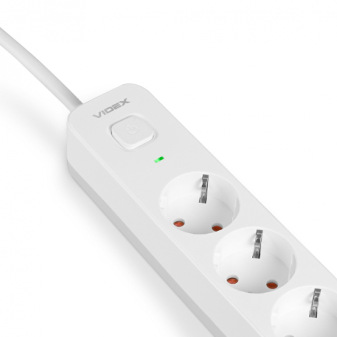 Videx Oncord fehér színű 4-es professzionális hosszabbító kapcsolóval  3m-es kábellel  1 x USB + 1 x USB-C