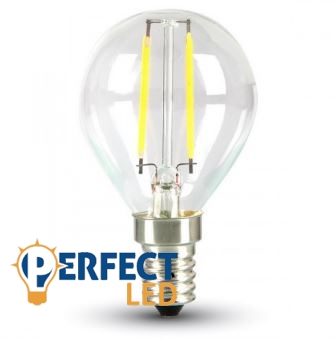 2W E27 LED filament kisgömb égő meleg fehér