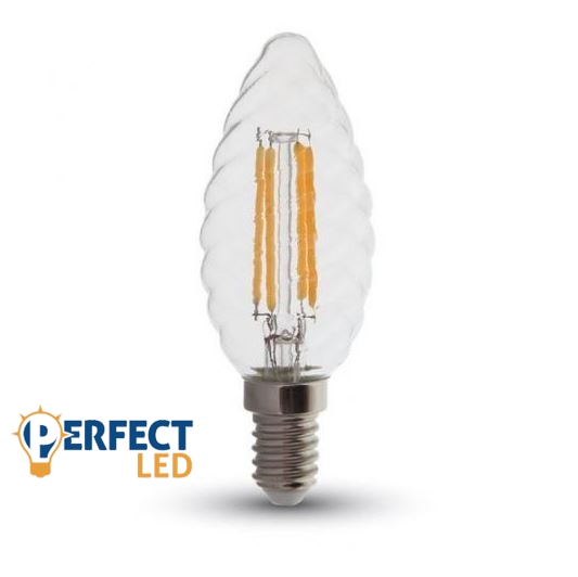 4W E14 LED filament gyertya égő meleg fehér