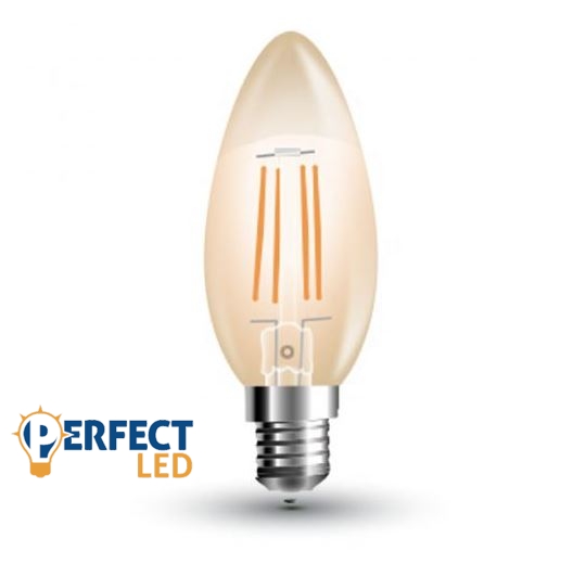 4W E14 LED filament gyertya égő meleg fehér