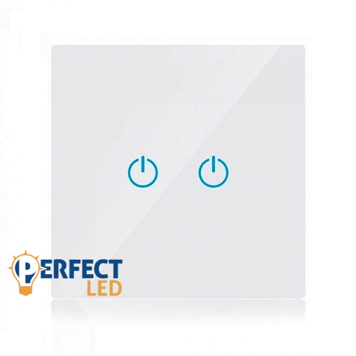 Smart WIFI-s Érintős Kapcsoló 2 Gombos Fehér 