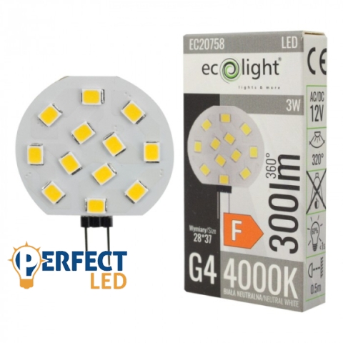 Ecolight G4-es LED izzó 3W  12V  4000K  300lm