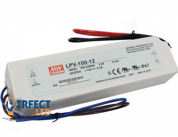 Mean Well 100 W-os vízálló tápegység 8.3 Amper 12 VDC