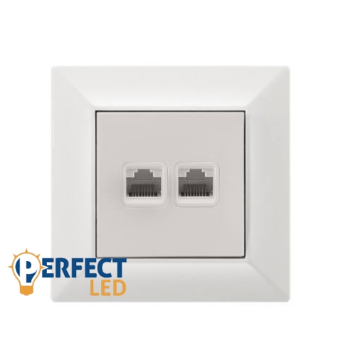 Fehér 2xRJ45 Cat.5 UTP Fali Aljzat