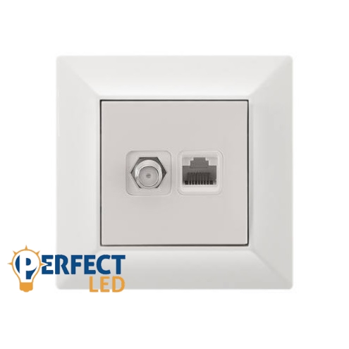 Fehér SAT(13dB)+RJ11 TEL Fali Aljzat