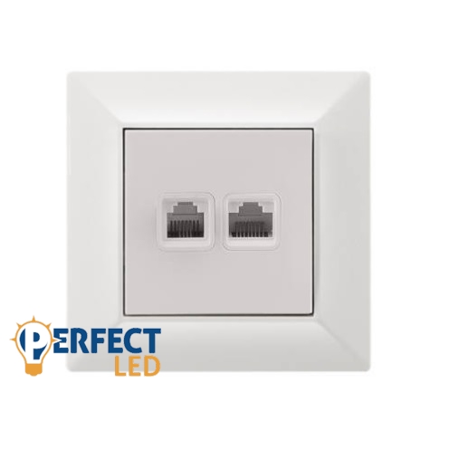 Fehér RJ11 TEL+RJ45 Cat.5 UTP Fali Aljzat
