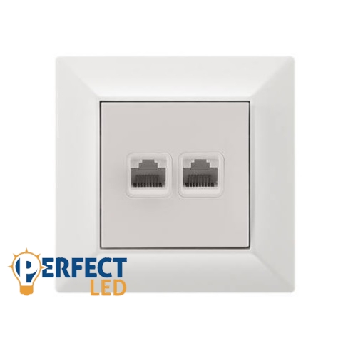 Fehér 2 x RJ45 Cat. 5e UTP Fali Aljzat