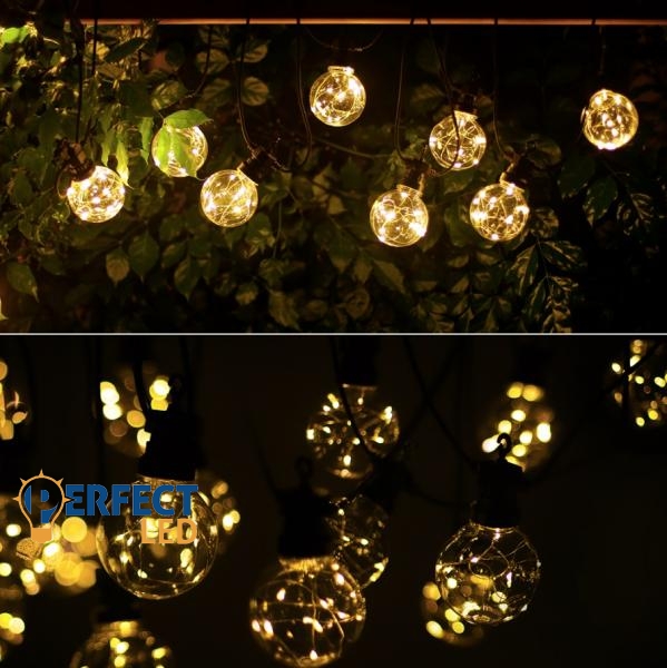 14,16W 8m Kültéri fényfüzér 10db Izzószálas LED Égővel