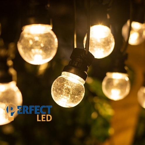 6W 8m Kültéri fényfüzér 10db Áttetsző LED Égővel