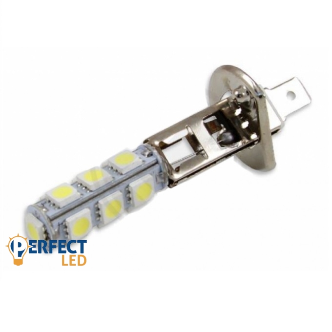LED 12V H1 foglalatú 13 ledet tartalmazó autó izzó Hideg Fehér
