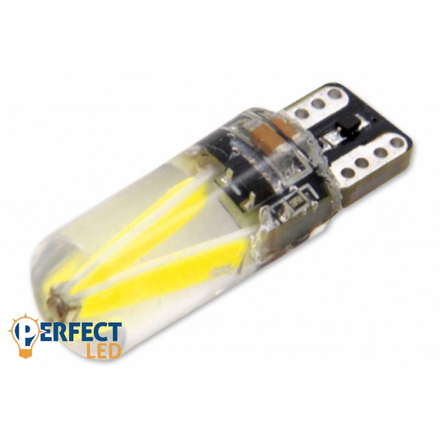 LED 12V T10 foglalatú 2 ledet tartalmazó autó izzó Hideg Fehér