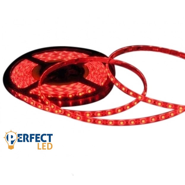 Prémium 60 LED/méteres 12 V-os vízálló piros 5050 LED szalag