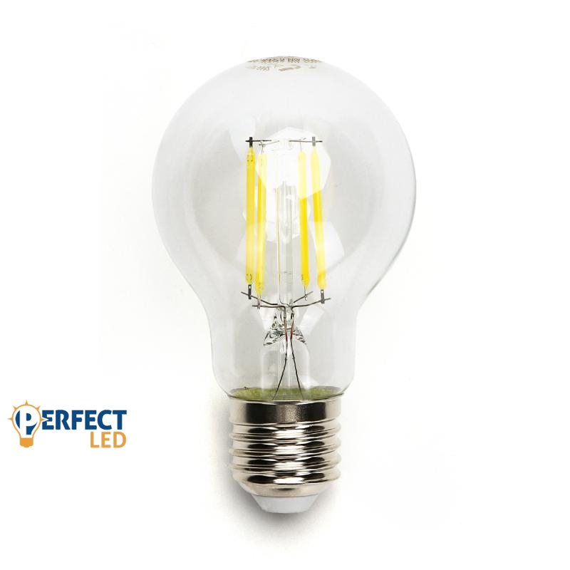 8W E27 LED filament gömb égő Hideg fehér átlátszó 196288