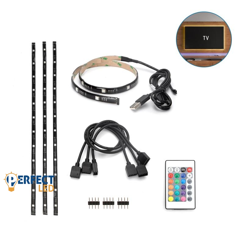 4x0,5m TV USB-s háttérvilágítás szett RGB IP65 távirányítóval - 203764