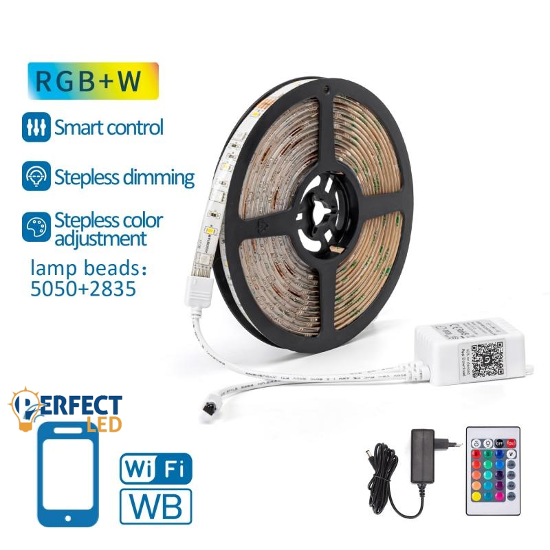5m-es RGBW LED szalag szett távirányítóval IP65 - 217266