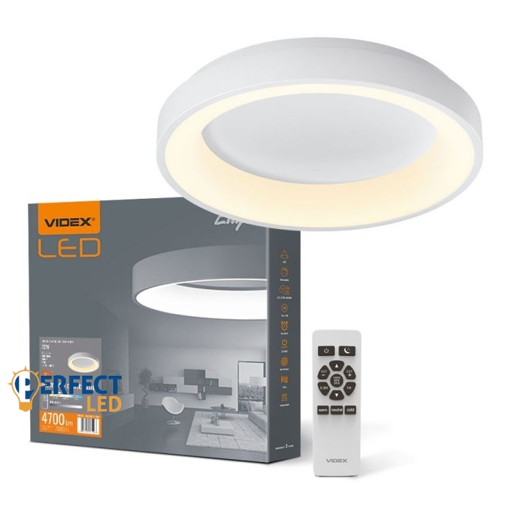 Videx Led Edge 72 W-os,ø450mm fehér LED távirányítós mennyezeti lámpa