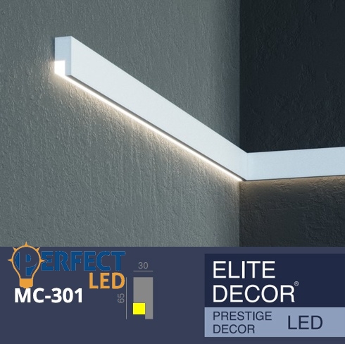 PerfectLed homlokzati díszléc LED rejtett világításhoz (MC 301) védőbevonattal