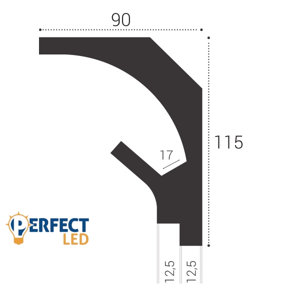 PerfectLed rejtett világításos díszléc (KD 201) védőbevonattal