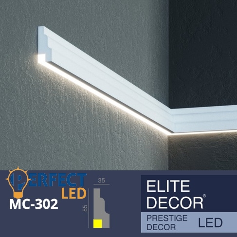 PerfectLed homlokzati díszléc LED rejtett világításhoz (MC 302) védőbevonattal