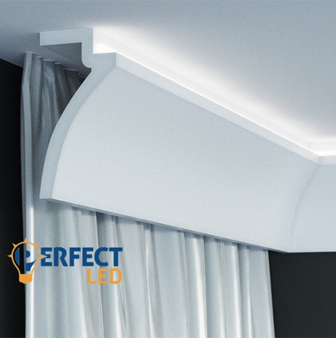 PerfectLed Poliuretán rejtett világításos karnistakaró díszléc (KF 801) ütésálló