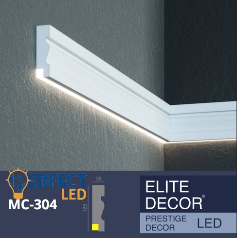PerfectLed homlokzati díszléc LED rejtett világításhoz (MC 304) védőbevonattal