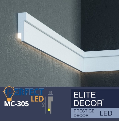 PerfectLed homlokzati díszléc LED rejtett világításhoz (MC 305) védőbevonattal