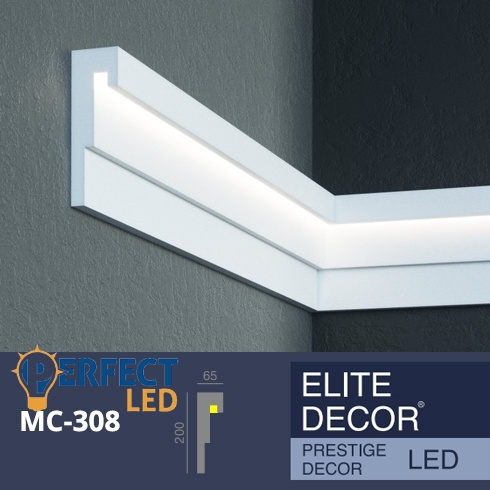 PerfectLed homlokzati díszléc LED rejtett világításhoz (MC 308) védőbevonattal