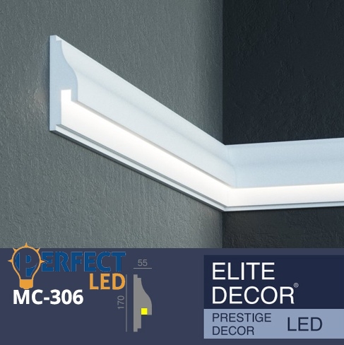 PerfectLed homlokzati díszléc LED rejtett világításhoz (MC 306) védőbevonattal