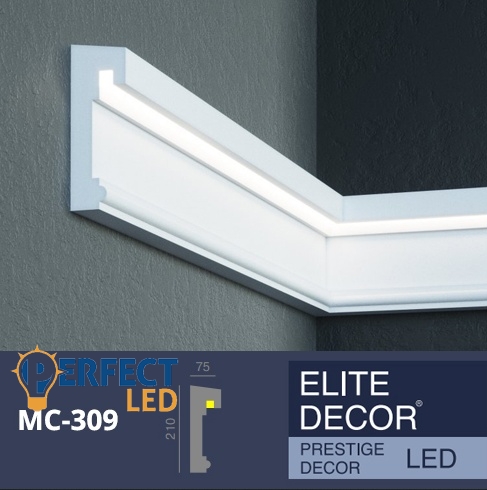 PerfectLed homlokzati díszléc LED rejtett világításhoz (MC 309) védőbevonattal