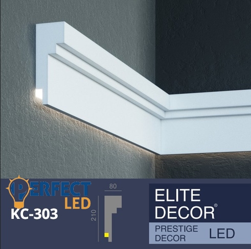 PerfectLed homlokzati díszléc LED rejtett világításhoz (KC 303) védőbevonattal