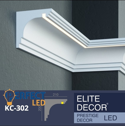 PerfectLed homlokzati díszléc LED rejtett világításhoz (KC 302) védőbevonattal