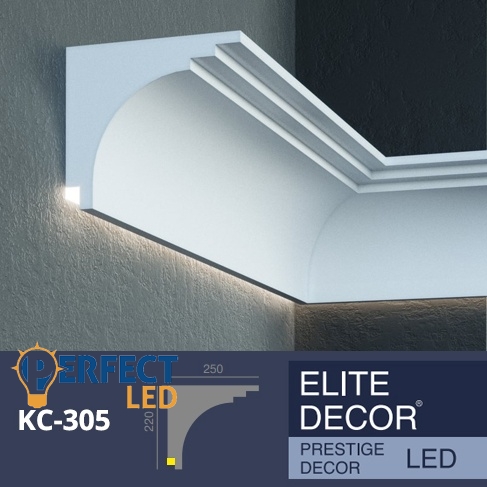 PerfectLed homlokzati díszléc LED rejtett világításhoz (KC 305) védőbevonattal