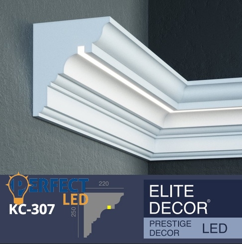 PerfectLed homlokzati díszléc LED rejtett világításhoz (KC 307) védőbevonattal