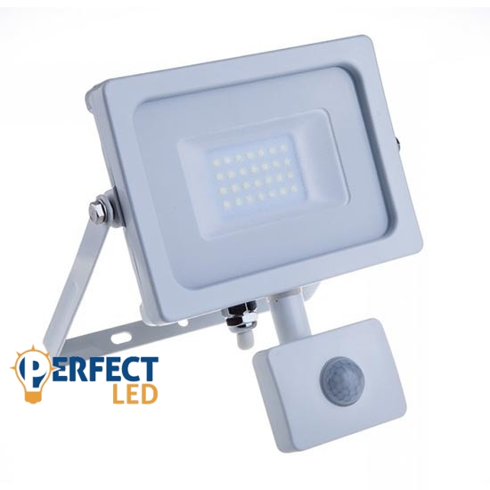 20W Mozgásérzékelős Fehér Prémium LED Reflektor 5ÉV GARANCIA Hideg Fehér