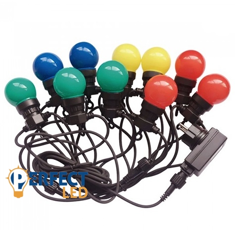 Beltéri fényfüzér 5 méteres (10 db izzóval - 5 Watt) RGB
