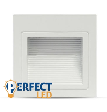 LED lépcsővilágító - négyzet, fehér (3W) Természetes Fehér 4000K