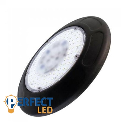 Fekete 50W UFO LED Csarnokvilágító Lámpa 90° Hideg Fehér