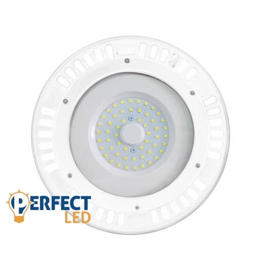 Fehér 50W UFO LED Csarnokvilágító Lámpa 120° Természetes Fehér