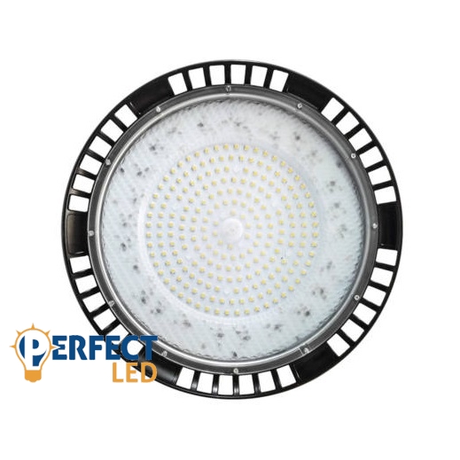 Fekete 200W UFO LED Csarnokvilágító Lámpa 120° Hideg Fehér