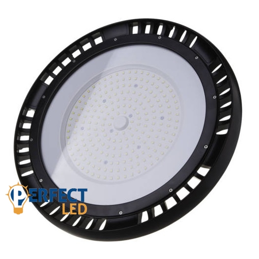 Fekete 200W UFO LED Csarnokvilágító Lámpa 120° Természetes Fehér Samsung Chip